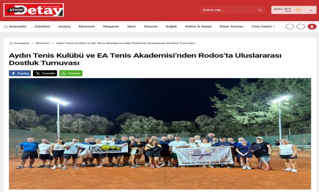"Rodos Tenis Kulübü ile Dostluk Turnuvası" Aydın Detay Medya haberi